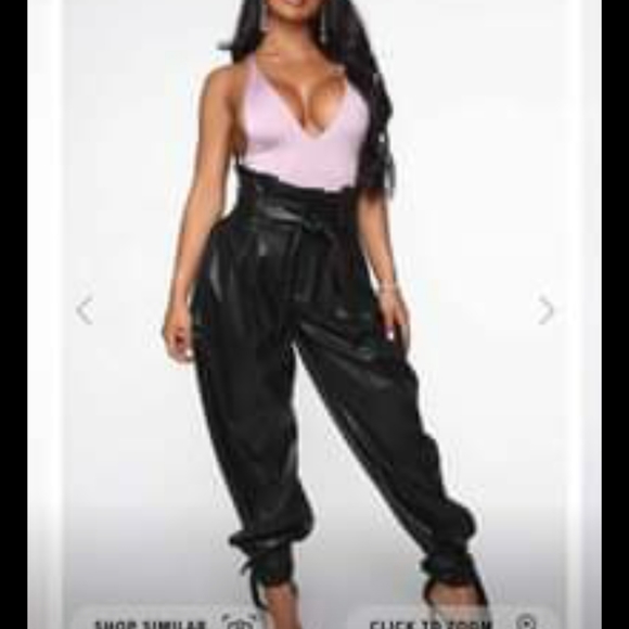 Cardi B parachute vegan faux leather pants. - Picture 1 of 2